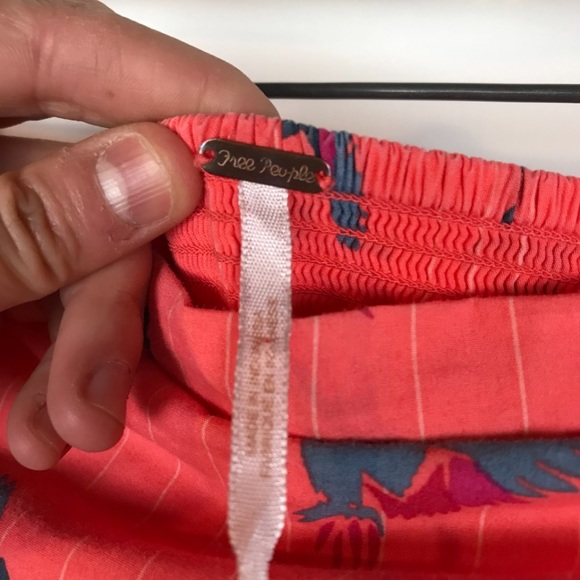 Free People Women Coral Birds in Paradise Tropical Vacation Strapleass Dress 6 - Picture 4 of 10